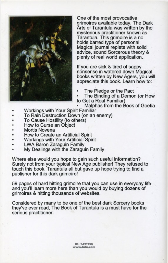 dark arts of tarantula back